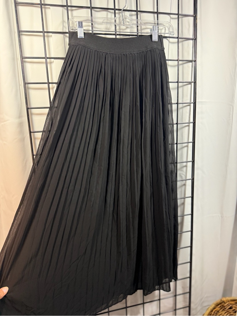 Black Pleated Chiffon Maxi Skirt| Capsule Wardrobe | small